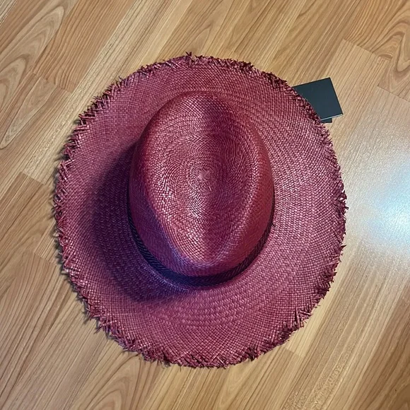 Brand new Rag & Bone FRAYED EDGE PANAMA HAT. Berry. Size: M/L - Picture 9 of 10